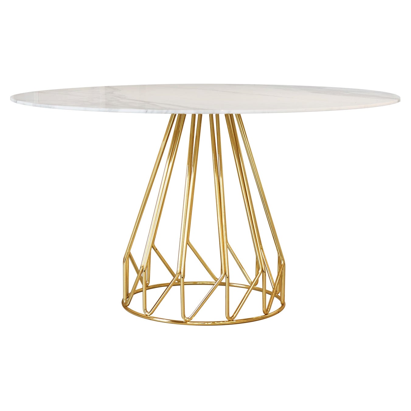 Zeitgenössischer minimalistischer Tisch Gold, Carrara Calacatta Hergestellt in Italien von LapiegaWD
