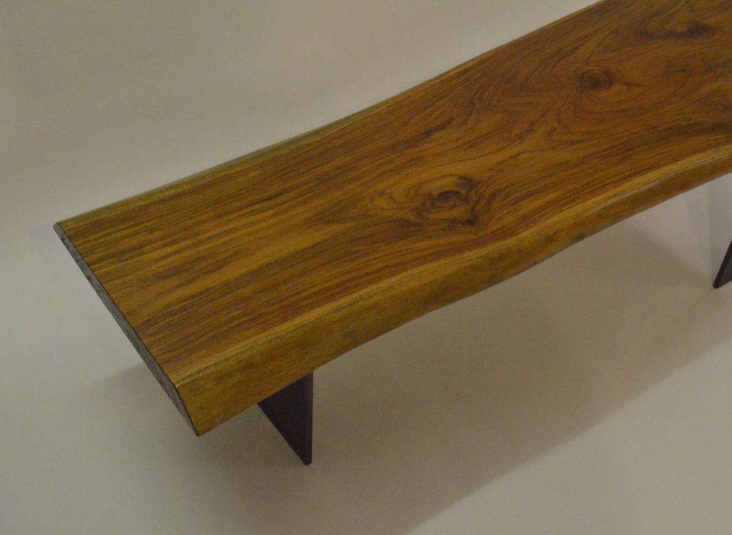 Contemporary Minimalist Teak and Blackened Stainless Steel Bench by Scott Gordon In New Condition For Sale In Sharon, VT