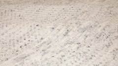 Contemporary Minimalist Textured Hand-Knotted Cream Beige Wool Rug