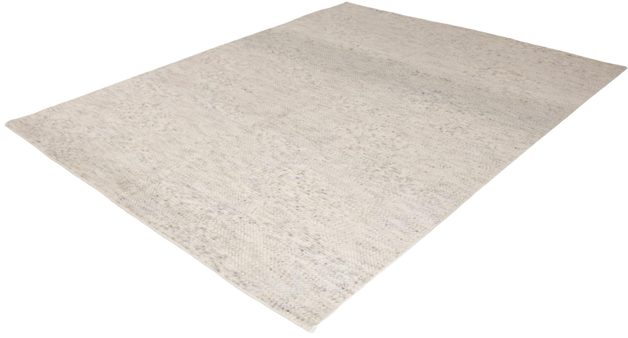 Organic Modern Contemporary Minimalist Textured Hand-Knotted Cream Beige Wool Rug For Sale