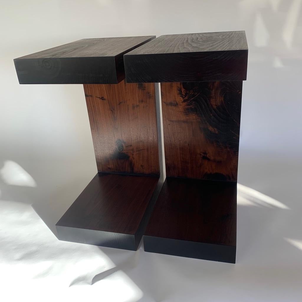 American Contemporary Minimalist Walnut Side Table Set of 2 by Scott Gordon For Sale