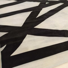 Contemporary Minimalist White/Black Tibetan Rug Designed by Jonathan Wajskol