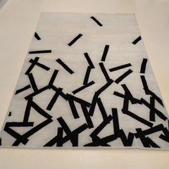 Contemporary Minimalist White/Black Tibetan Rug Designed by Jonathan Wajskol