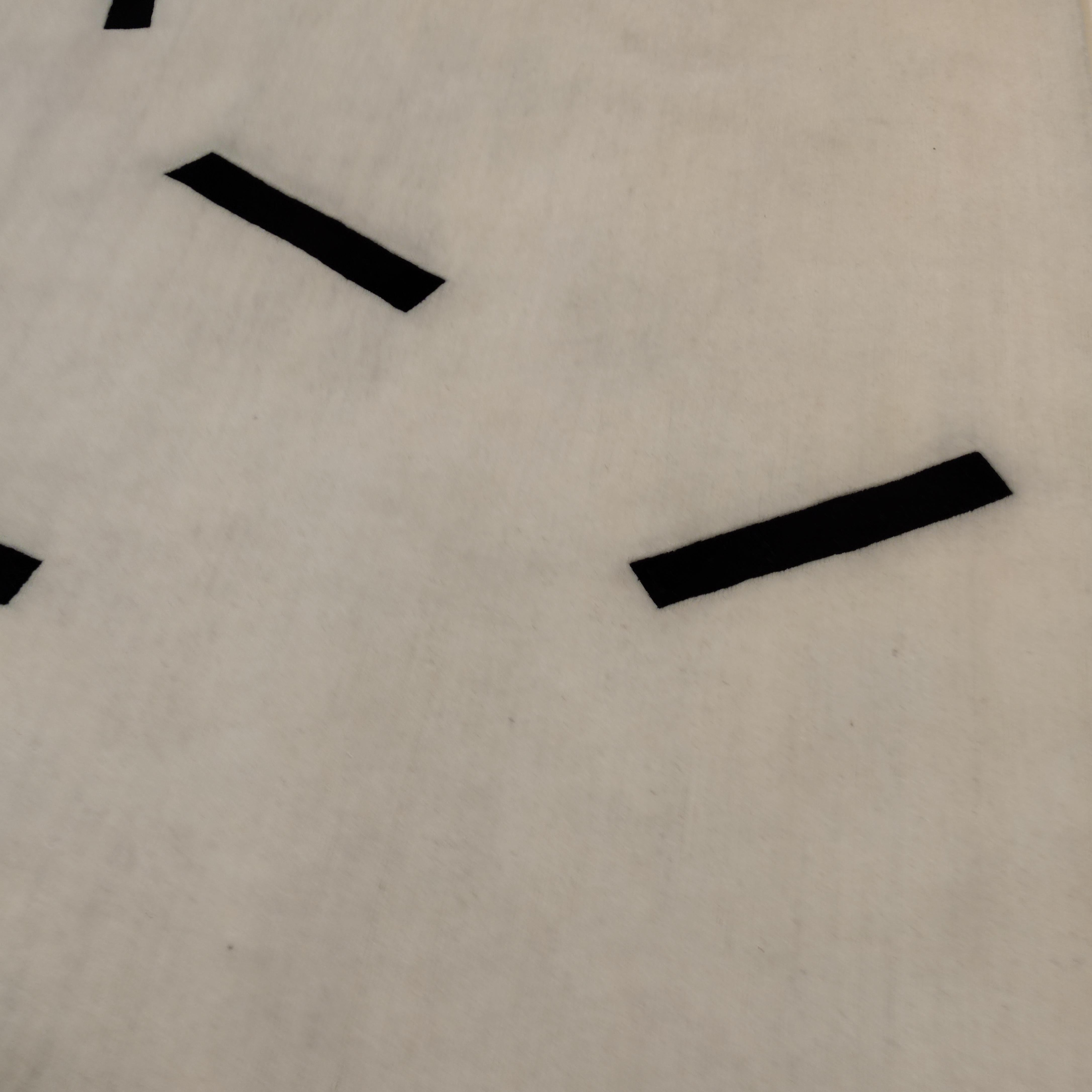 Hand-Knotted Contemporary Minimalist White/Black Tibetan Rug Designed by Jonathan Wajskol   For Sale
