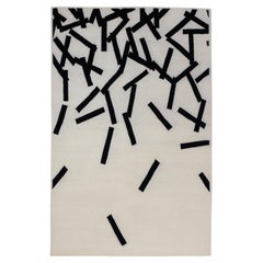 Contemporary Minimalist White/Black Tibetan Rug Designed by Jonathan Wajskol
