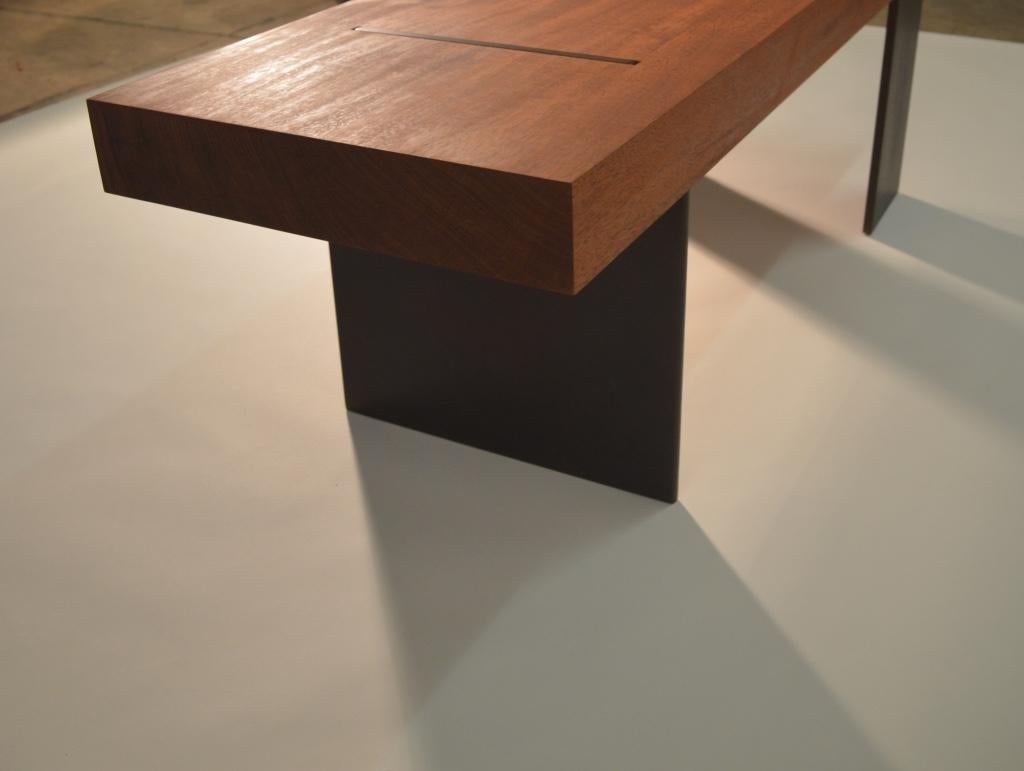 American Contemporary Minimalist Wood and Steel Bench by Scott Gordon For Sale