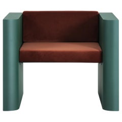 Contemporary Minimalistic Armchair in Steel Powder-Coated and Velvet