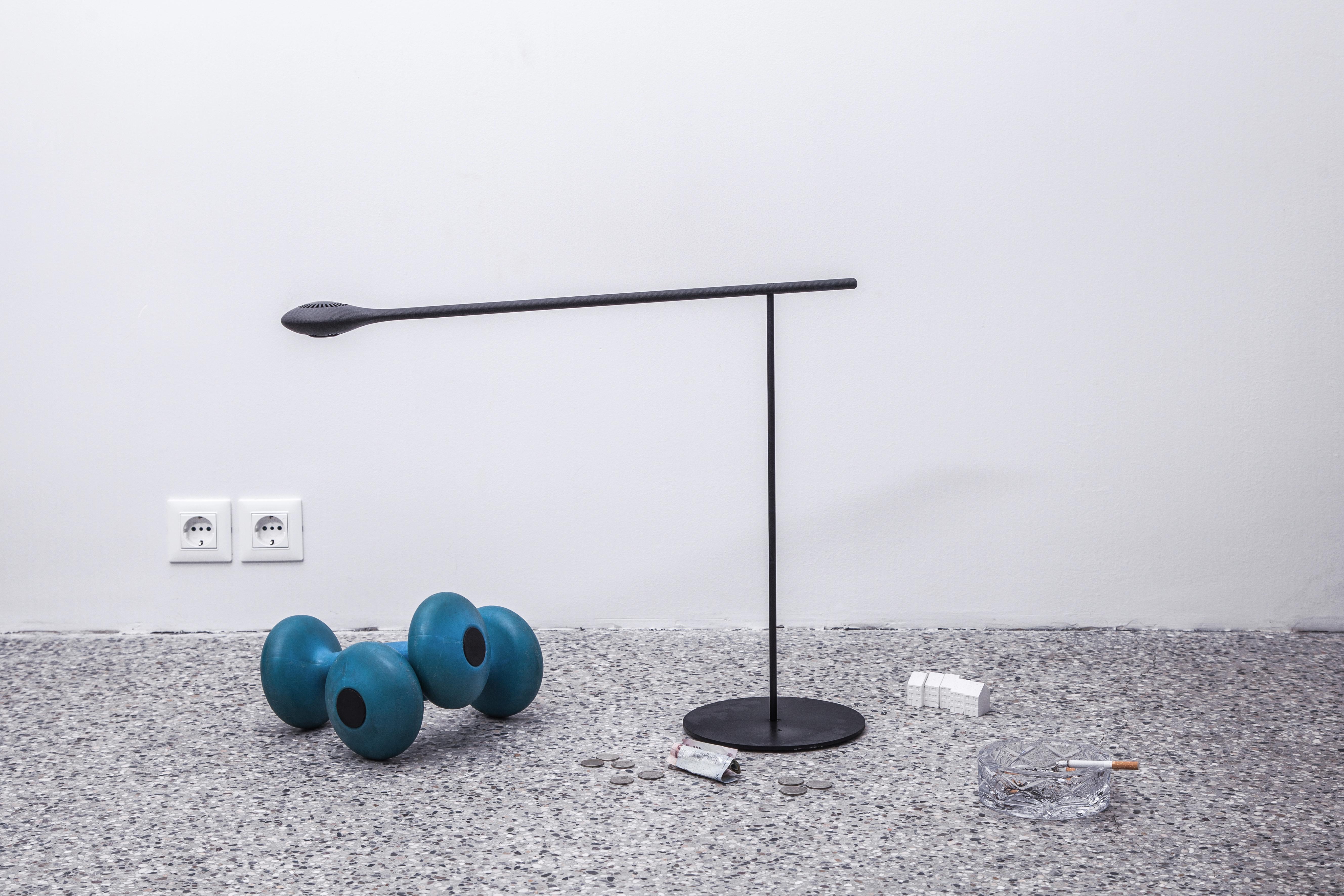 Contemporary Minimalistic Carbon Table Lamp by Tokio. For Sale 2