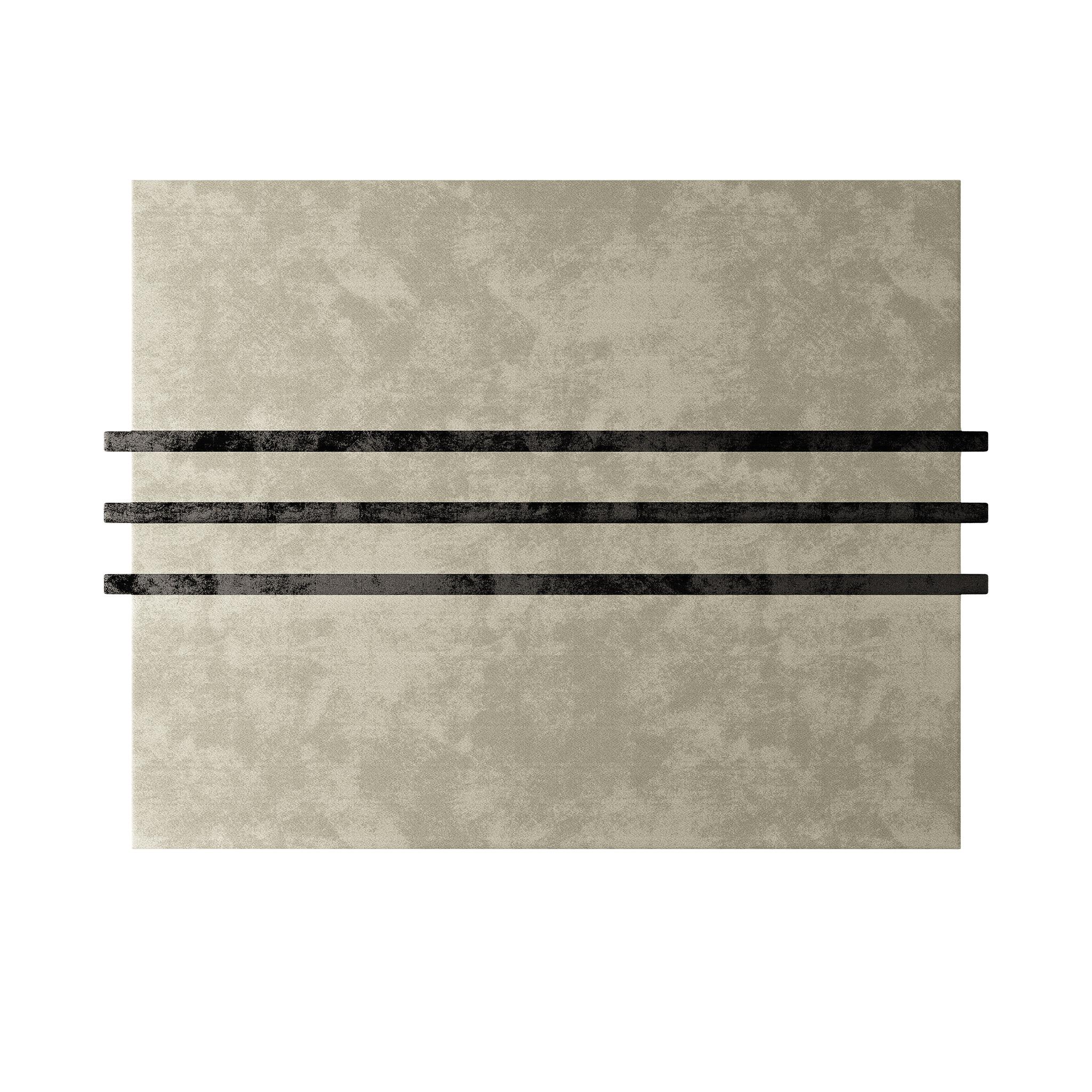 Skandinavischer, maßgefertigter Teppich mit minimalistischem Muster in neutraler Farbe und schwarzen Streifen (Moderne) im Angebot