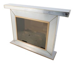 Contemporary Mirror and Gilt Metal Fireplace with Infinity Mirror Interior