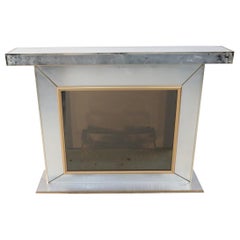Contemporary Mirror and Gilt Metal Fireplace with Infinity Mirror Interior