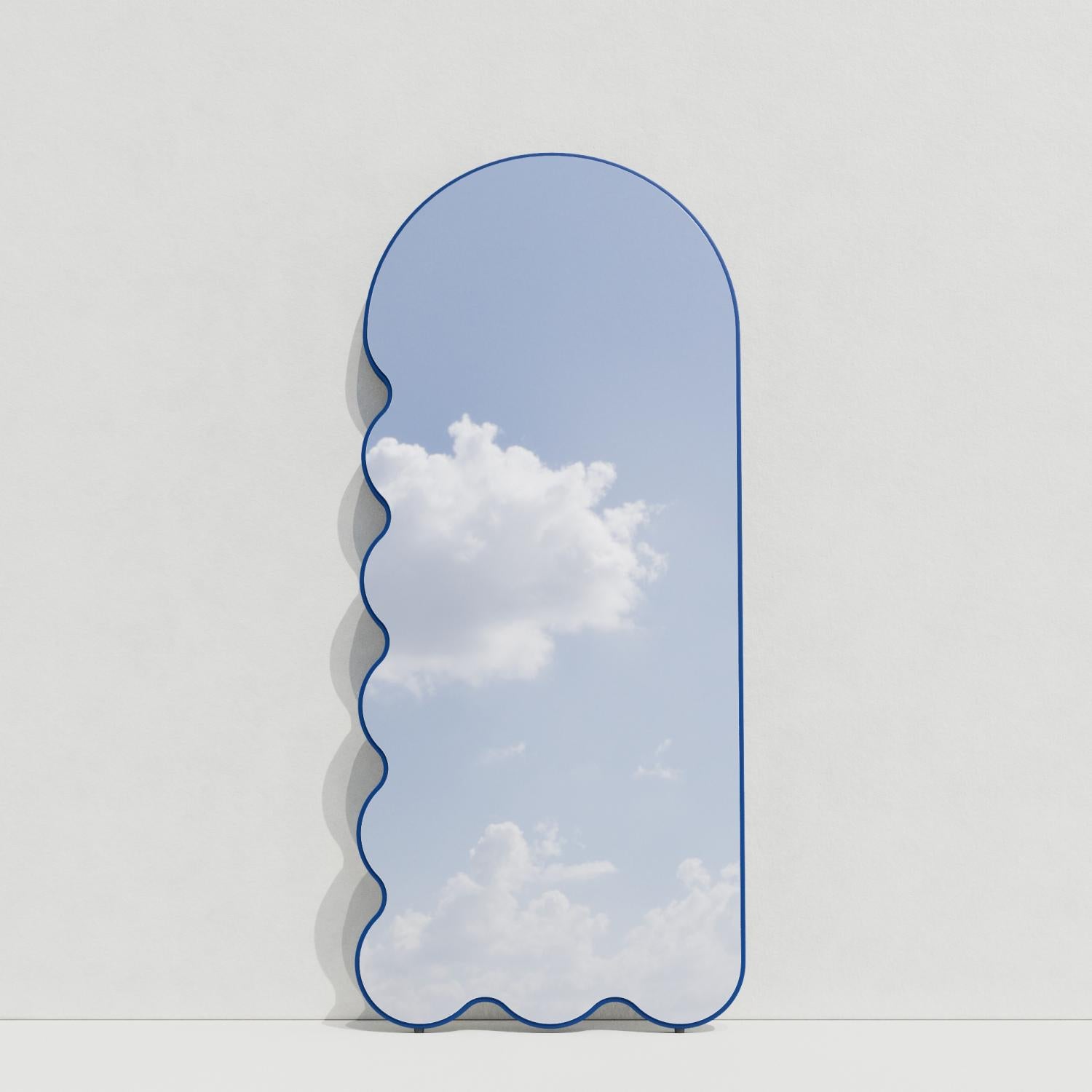 Contemporary Mirror 'Archvyli L8' by Oitoproducts, Blue Frame For Sale 4