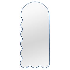 Contemporary Mirror 'Archvyli L8' by Oitoproducts, Blue Frame