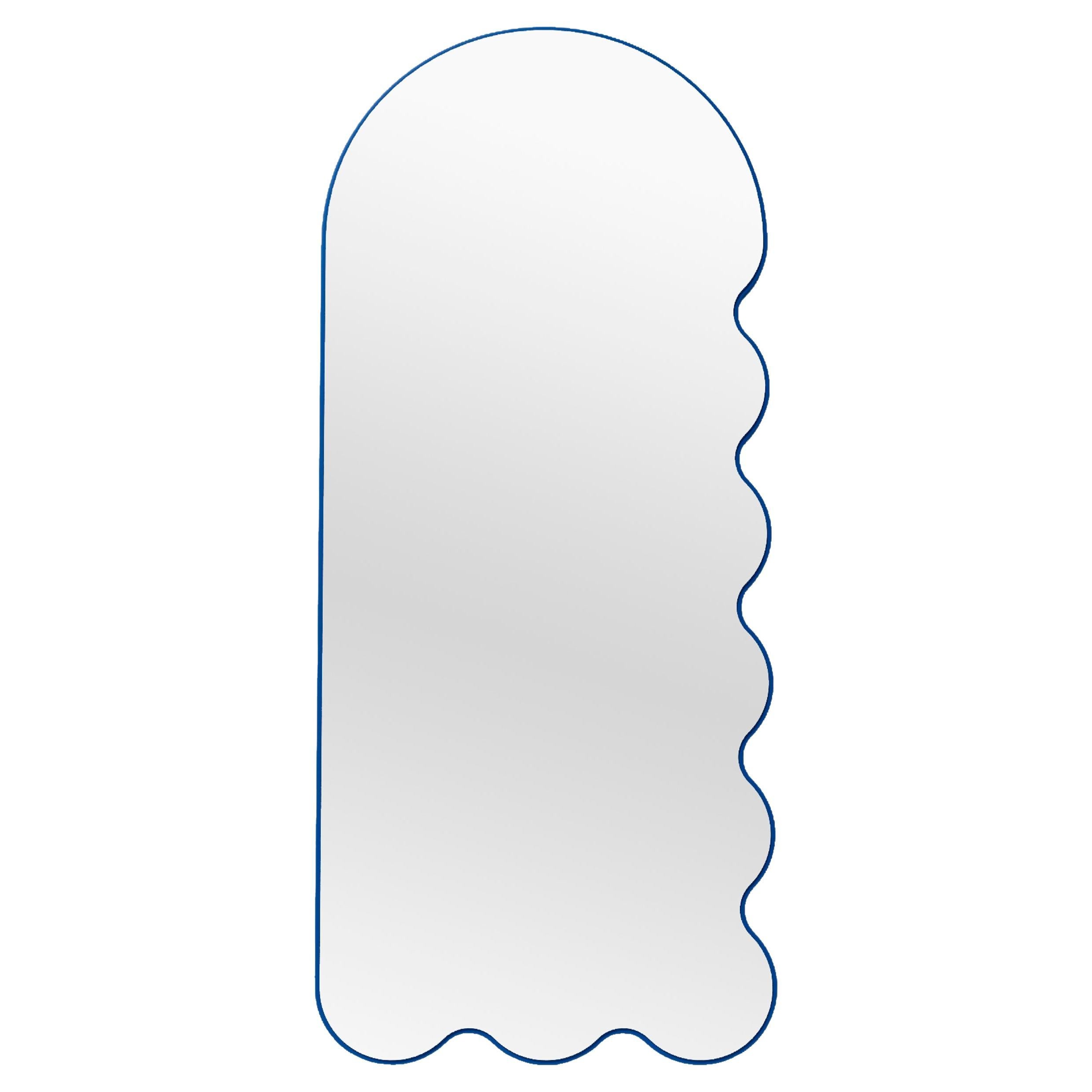 Contemporary Mirror 'Archvyli R8' by Oitoproducts, Blue Frame