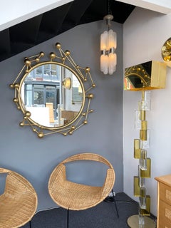 Zeitgenössischer Spiegel Atomo-Eisen-Blattgold von Antonio Cagianelli, Italien