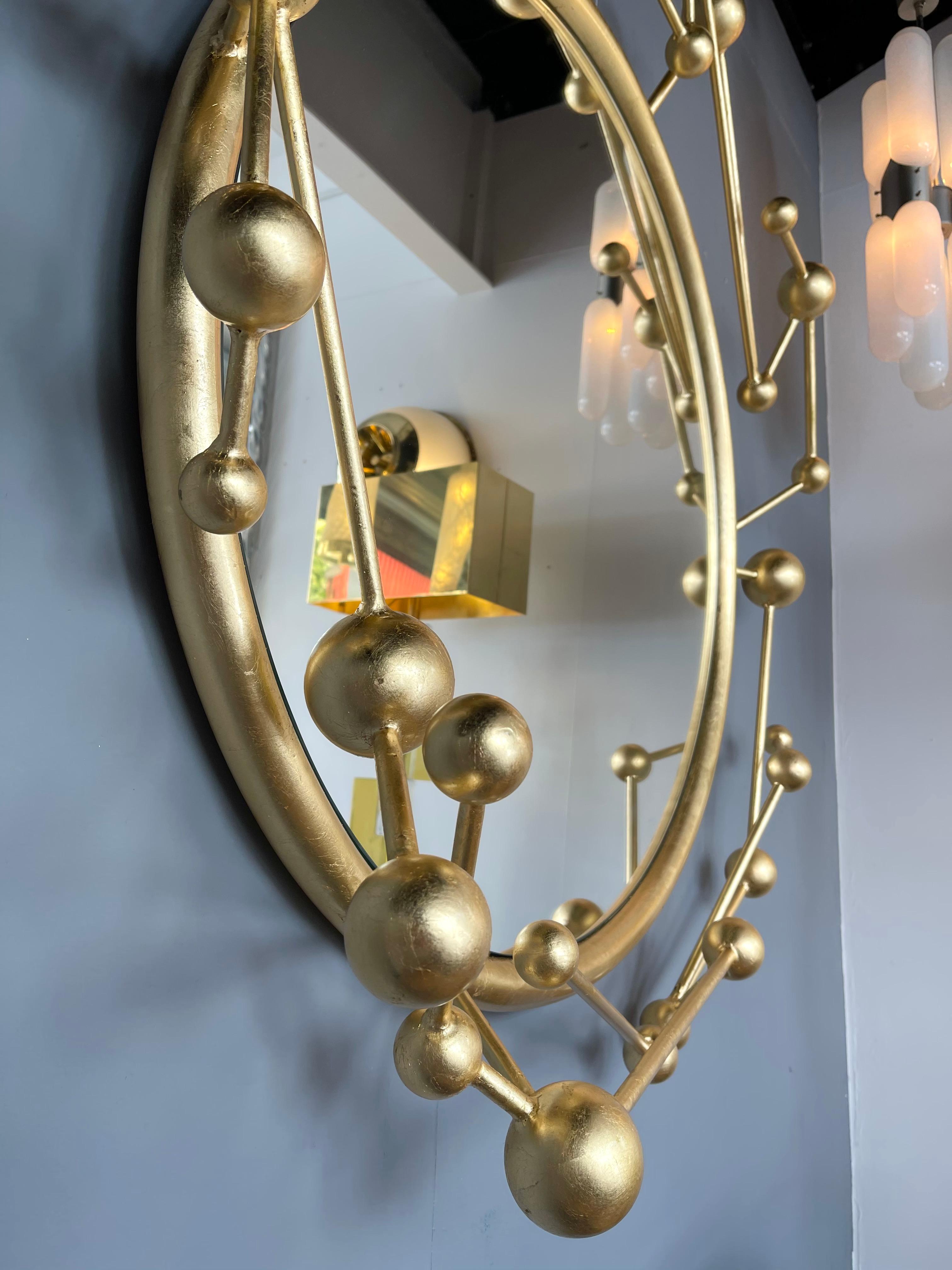 Contemporary Mirror Atomo Iron Gold Leaf by Antonio Cagianelli, Italy 3