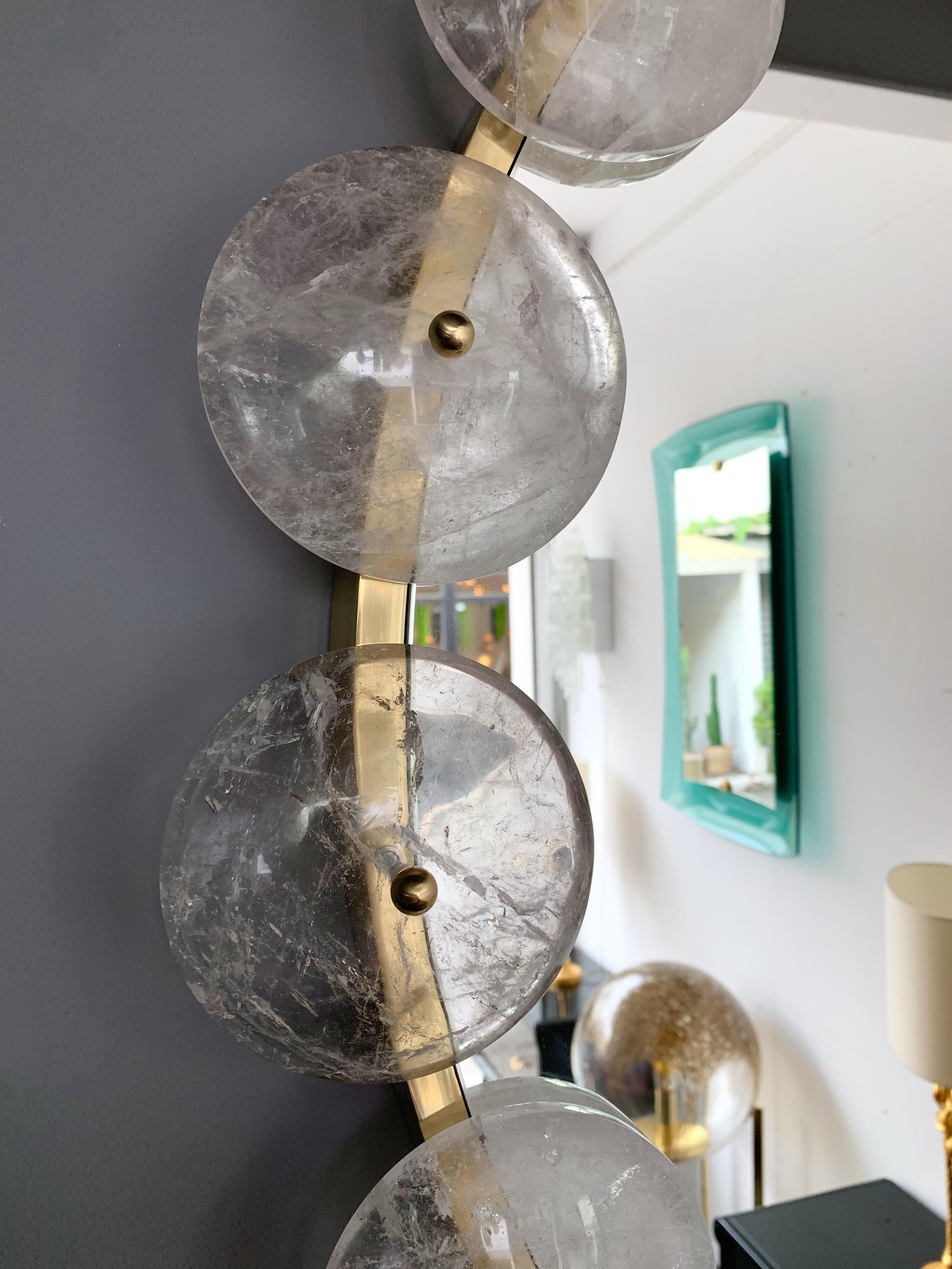 Contemporary Mirror Brass Rock Crystal, Italy In New Condition In SAINT-OUEN, FR