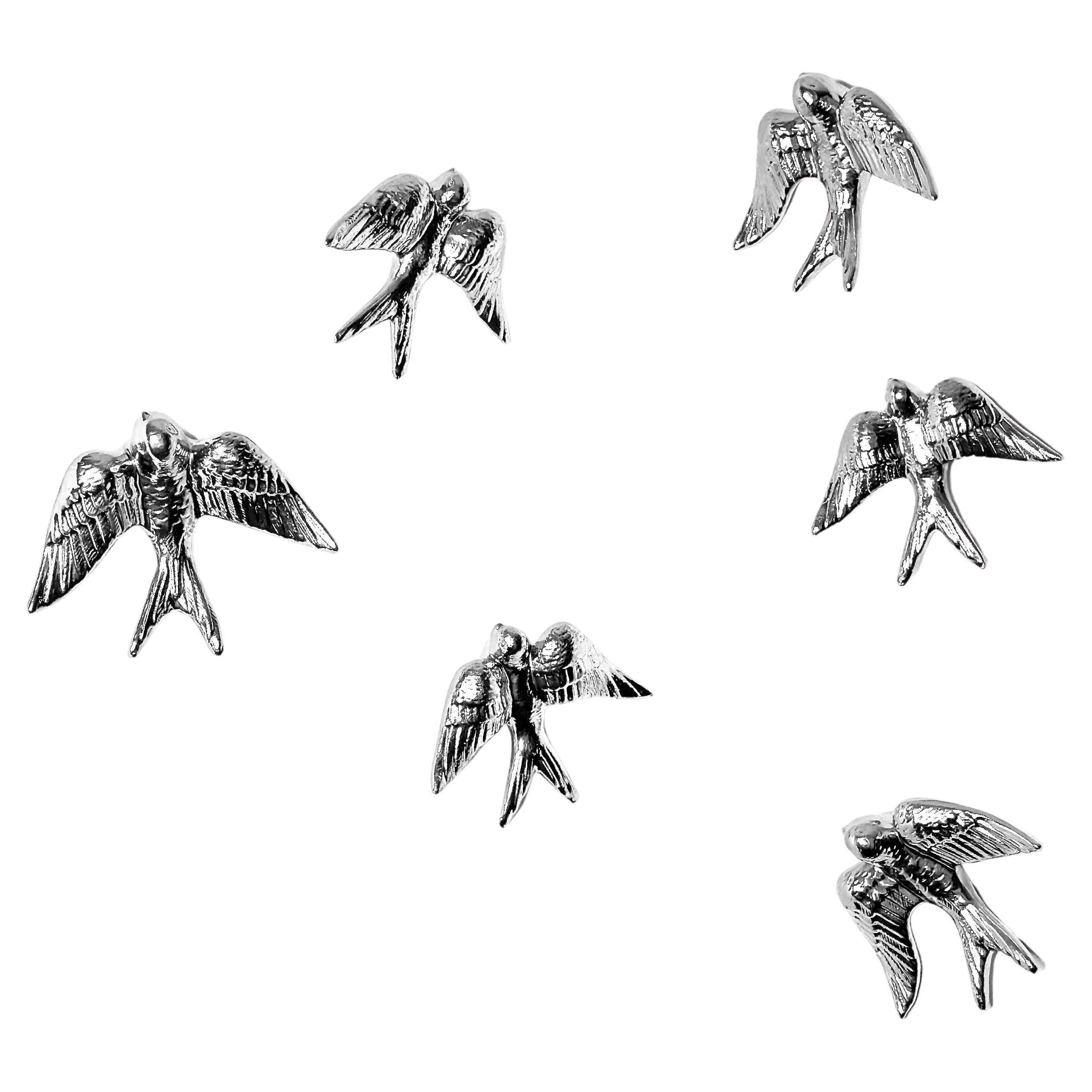 Contemporary Mirror Chrome Stoneware Wall Ornaments, Minimalistisches Design, SWALLOWS