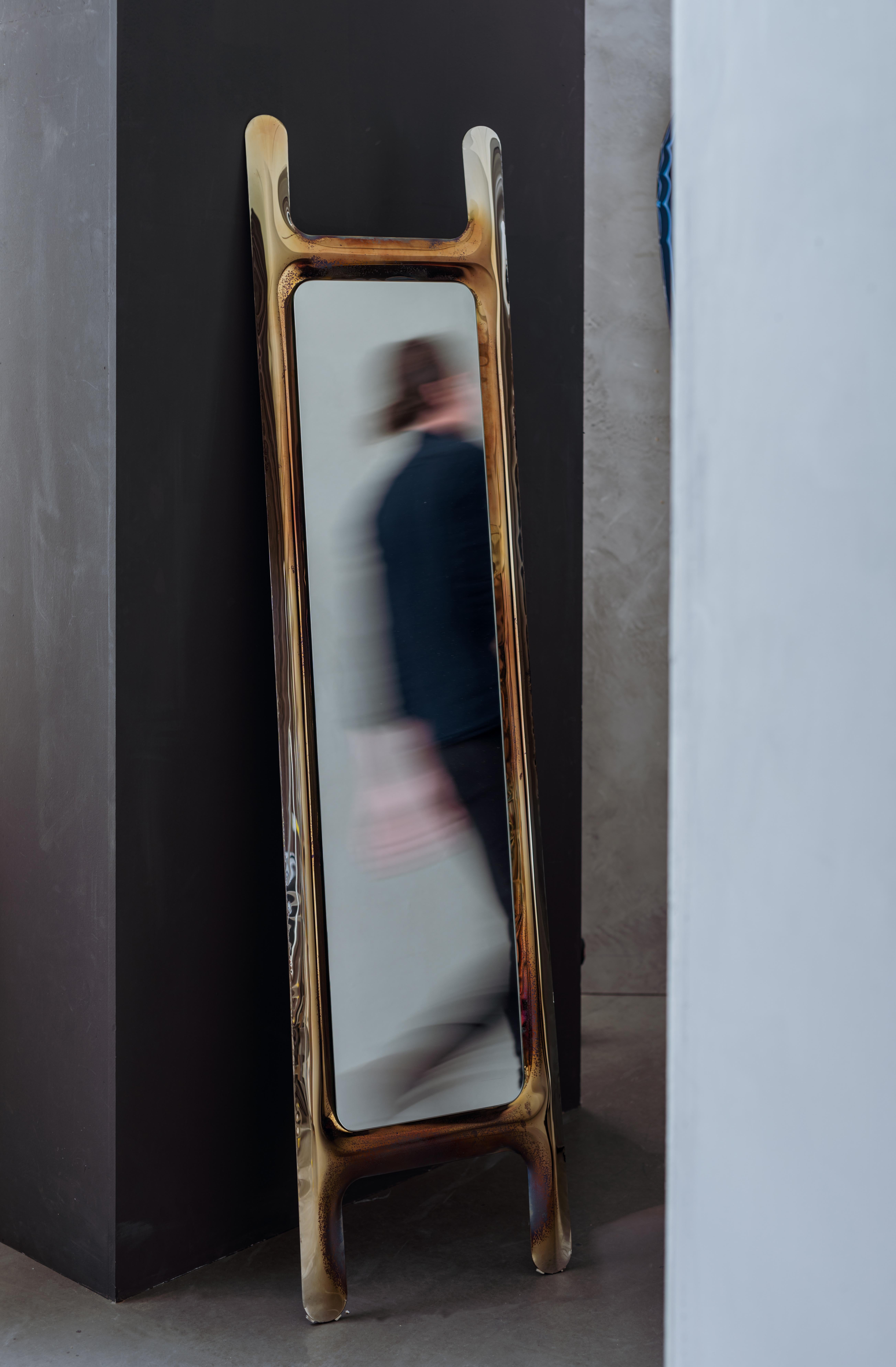 Polish Contemporary Mirror 'Drab' by Zieta, Cosmic Blue For Sale