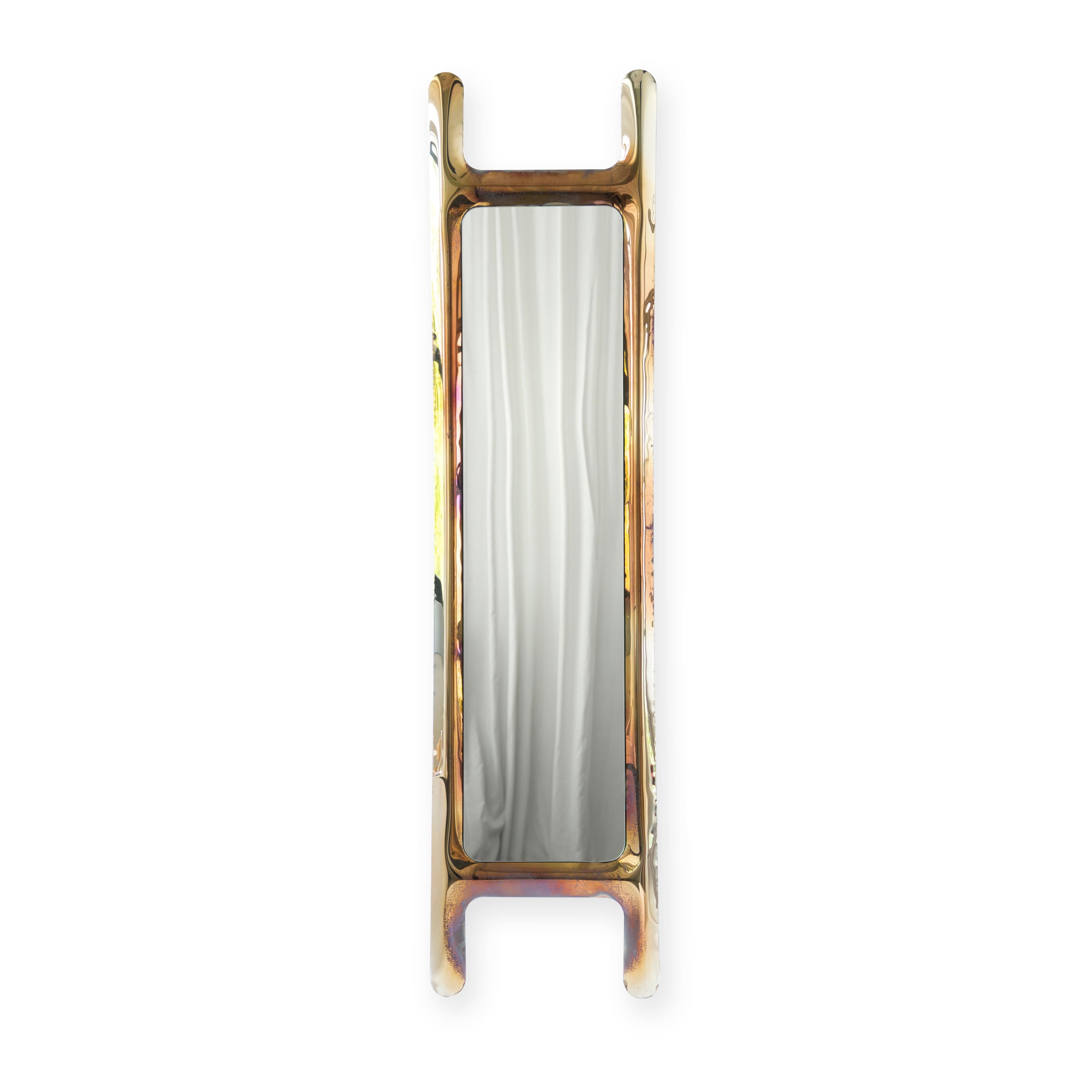 Stainless Steel Contemporary Mirror 'Drab' by Zieta, Cosmic Blue For Sale
