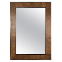 Contemporary Mirror Frame of Celestial Oak with Patina Steel Trim