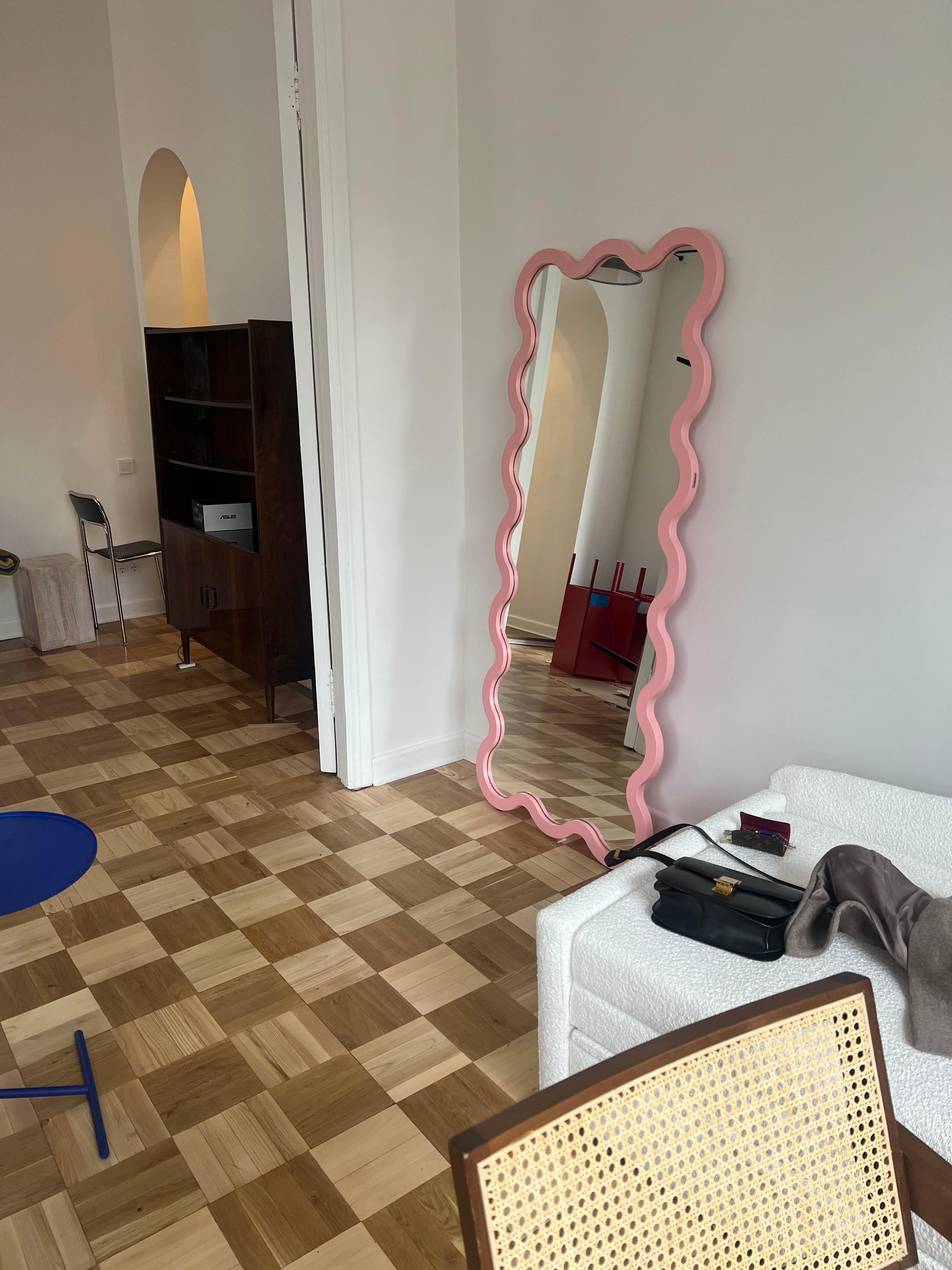 Contemporary Mirror 'Hvyli 16' by Oitoproducts, Light Pink Frame For Sale 3