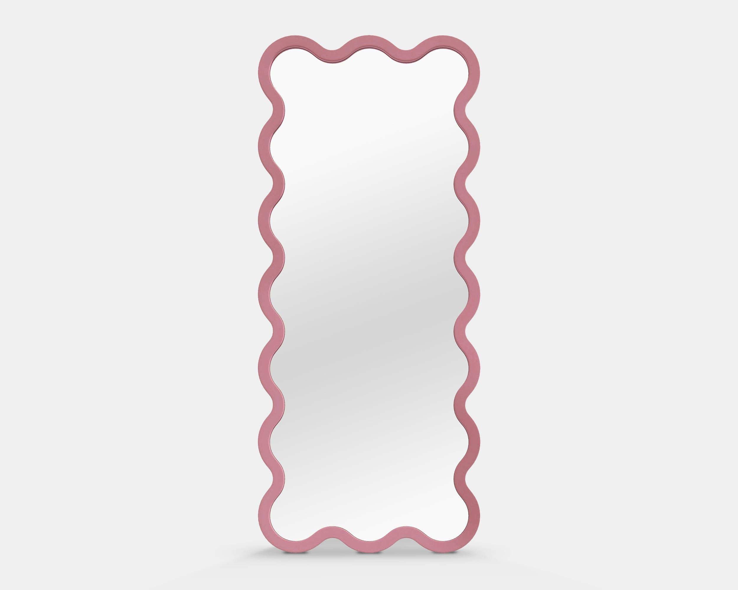 Ukrainian Contemporary Mirror 'Hvyli 16' by Oitoproducts, Light Pink Frame For Sale