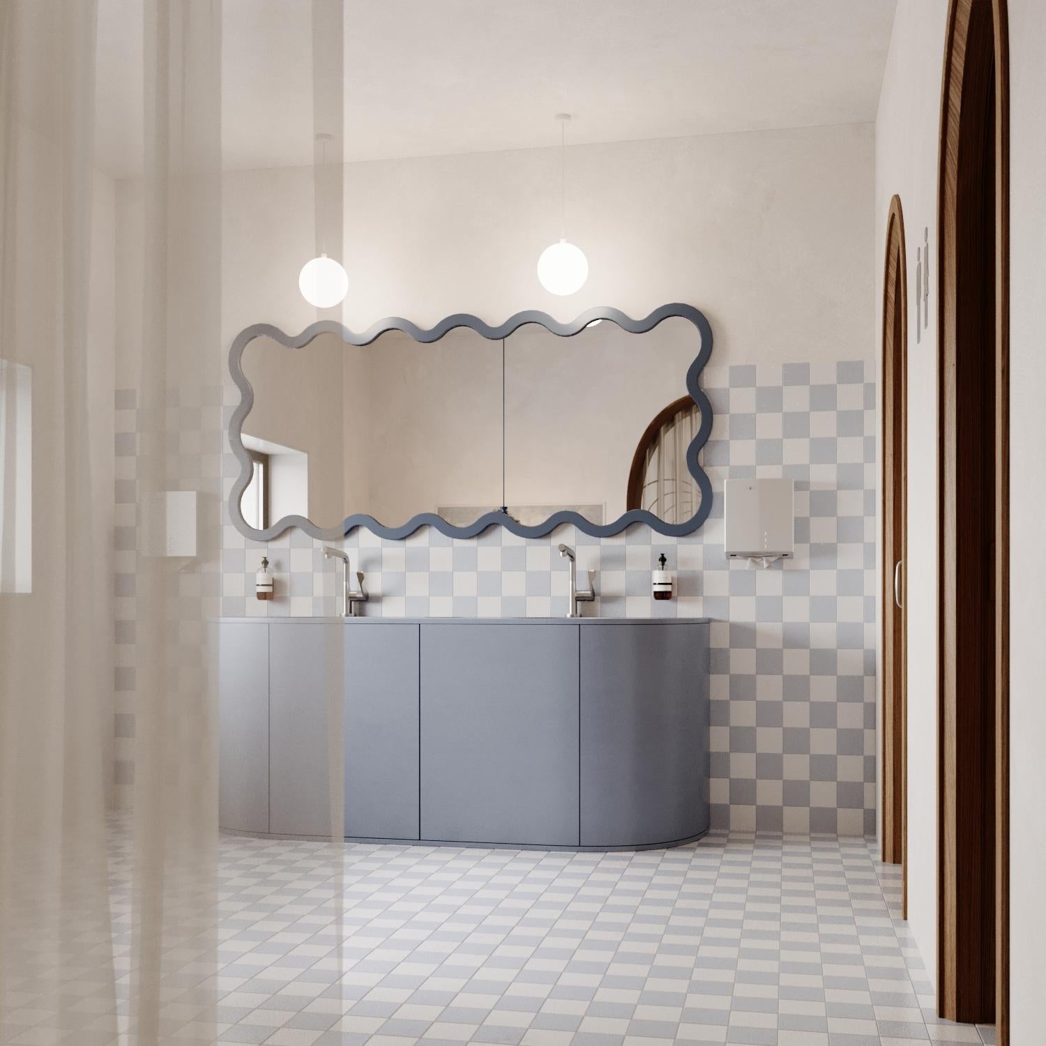 Miroir contemporain 'Hvyli Oval 60' par Oitoproducts, cadre bleu en vente 2