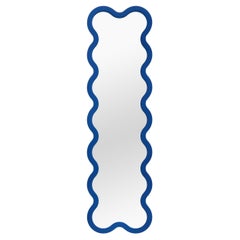 Contemporary Mirror 'Hyvli 14' by Oitoproducts, Blue Frame