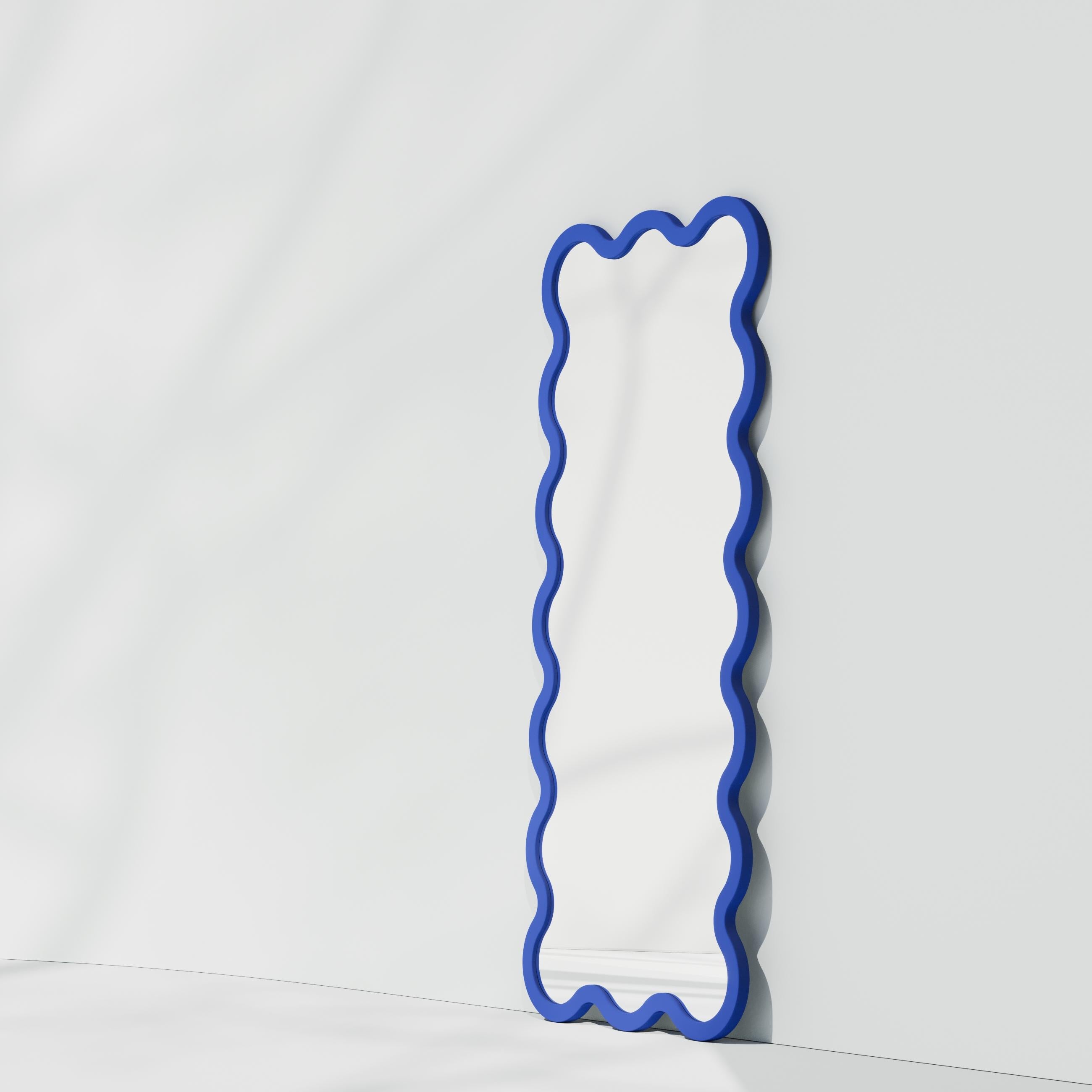 Contemporary Mirror 'Hvyli 16' by Oitoproducts, Blue Frame For Sale 5