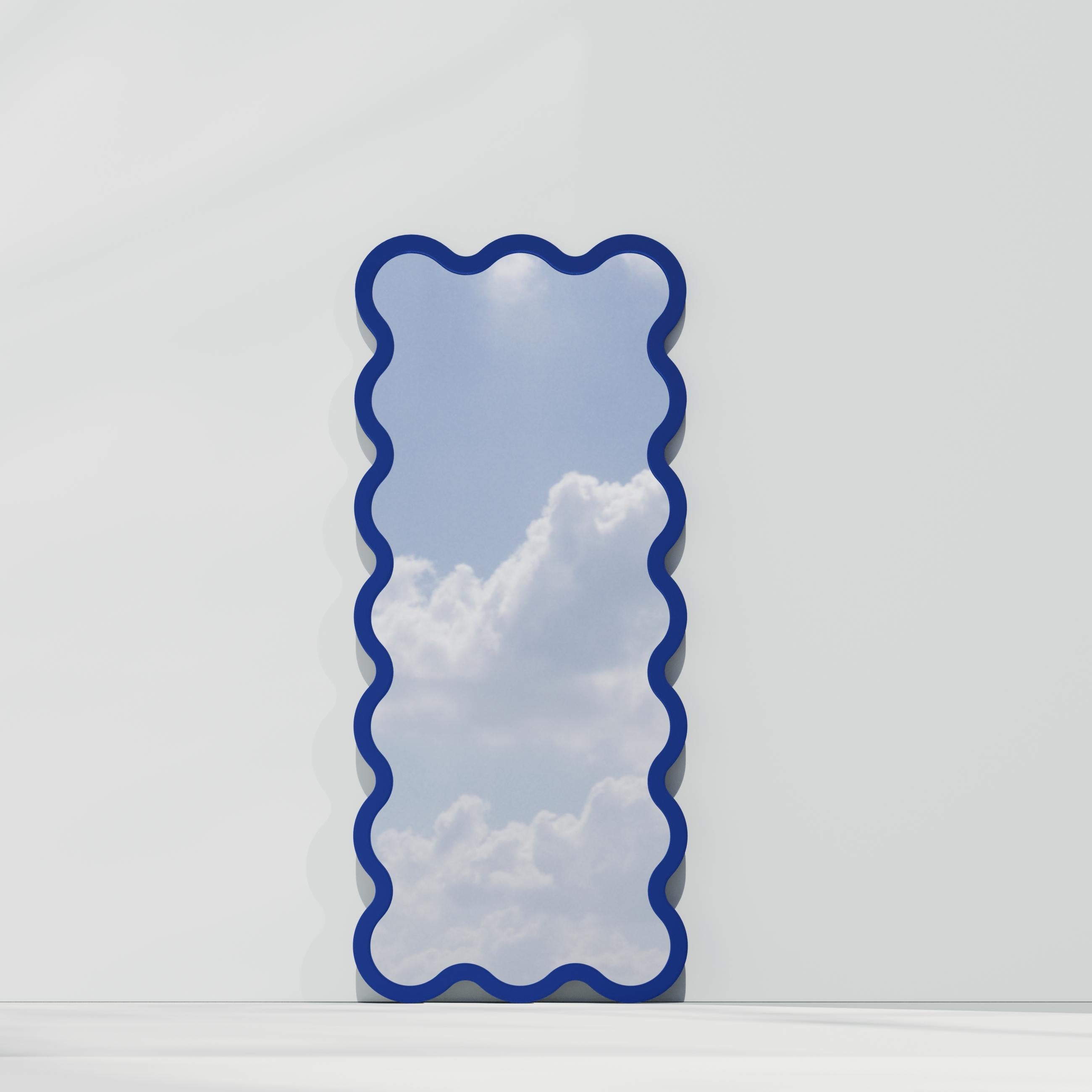 Contemporary Mirror 'Hvyli 16' by Oitoproducts, Blue Frame For Sale 6