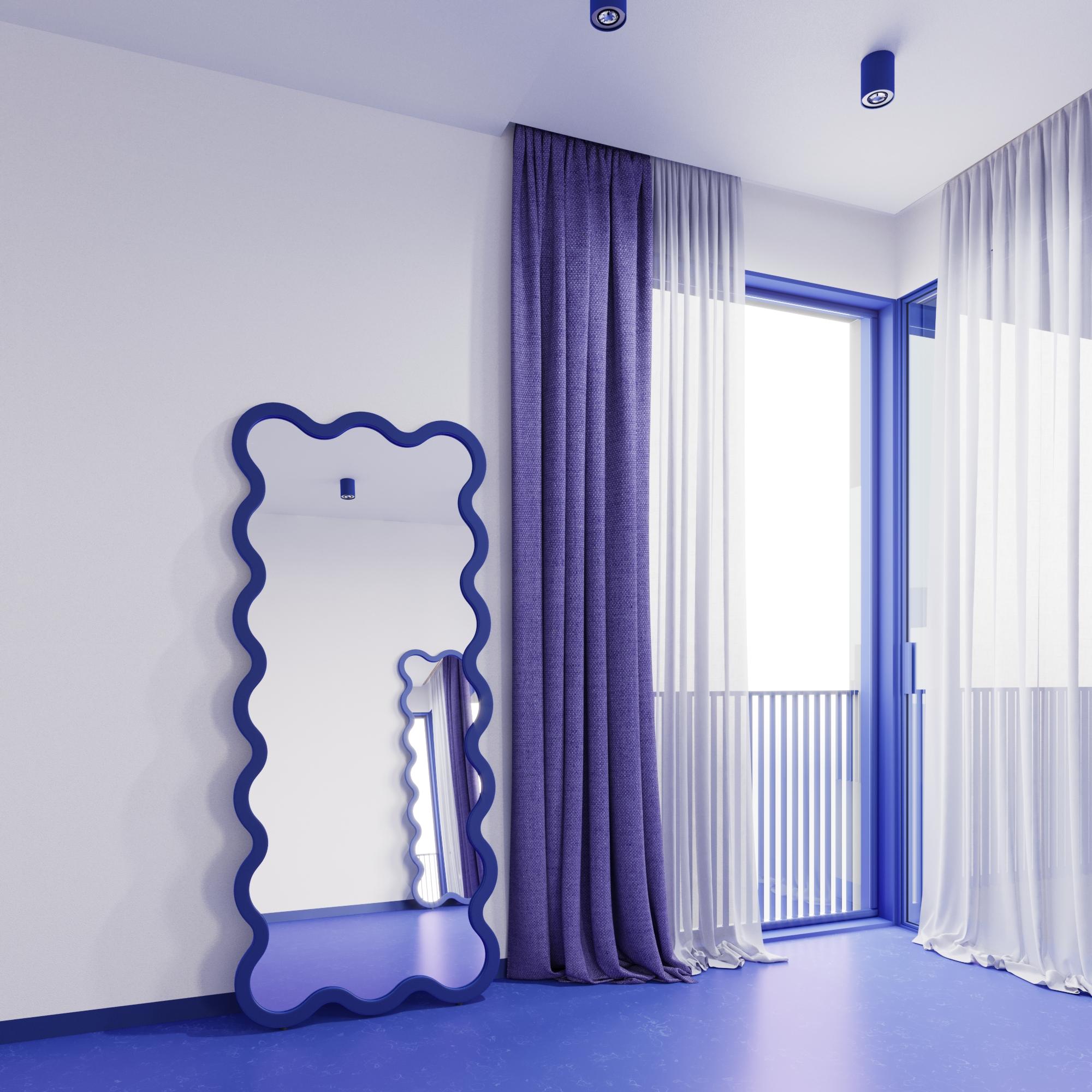 Miroir contemporain 'Hvyli 16' par Oitoproducts, cadre bleu en vente 10
