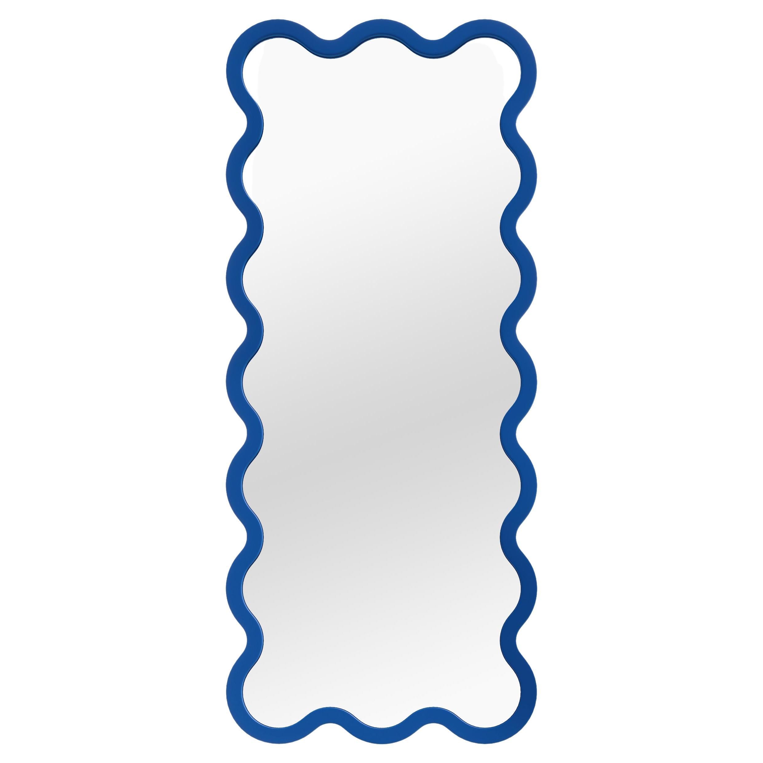 Contemporary Mirror 'Hvyli 16' by Oitoproducts, Blue Frame