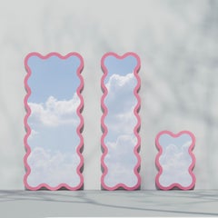 Contemporary Mirror 'Hvyli 16' by Oitoproducts, Pink Frame