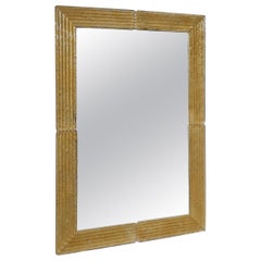 Vintage Contemporary Mirror, in Murano Glass Gold Frame, Handcrafted by Fratelli Tosi