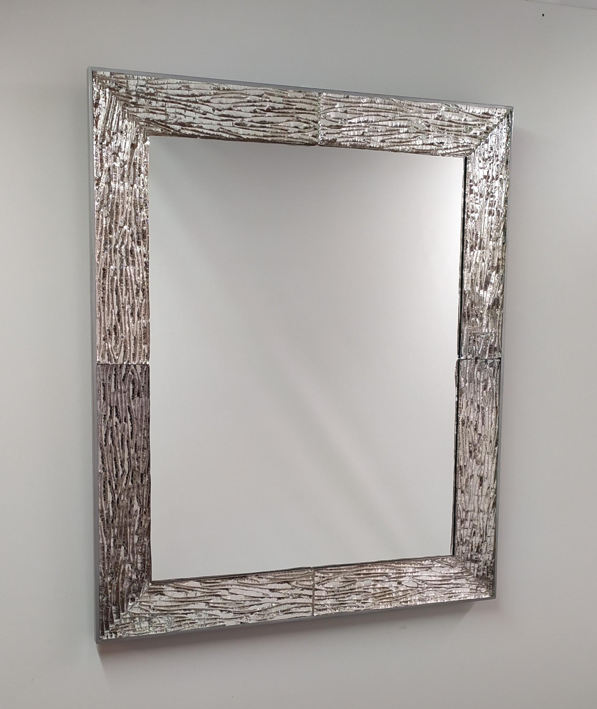 Miroir contemporain, avec cadre en verre de Murano, fabriqué à la main, fabriqué en Italie en vente 4
