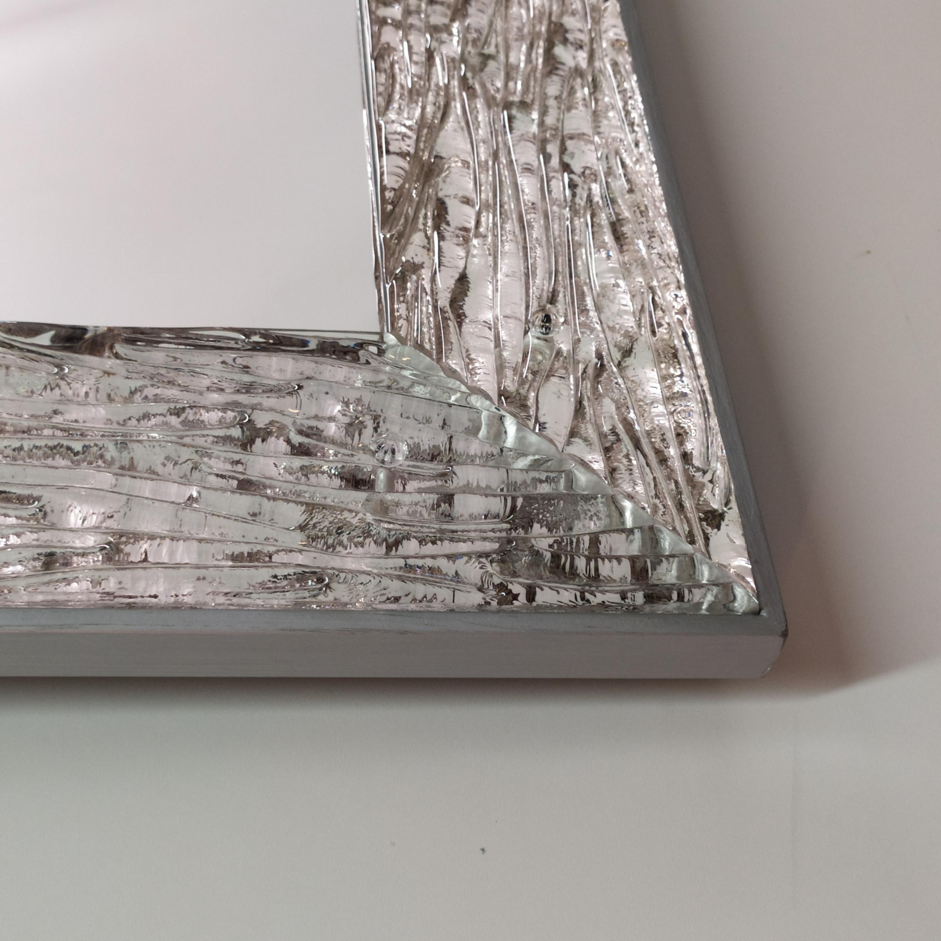 Miroir contemporain, avec cadre en verre de Murano, fabriqué à la main, fabriqué en Italie en vente 5