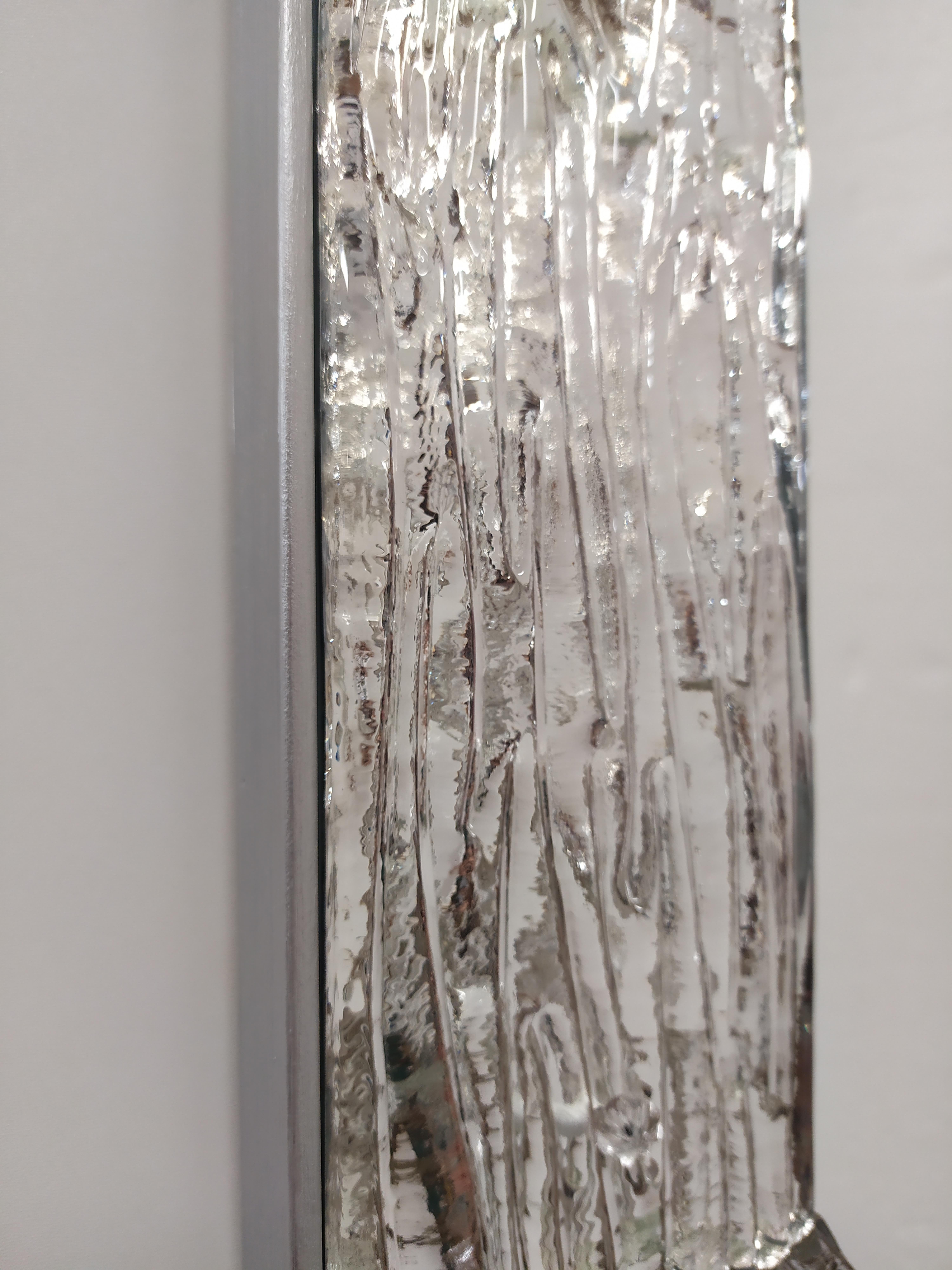 Espejo Contemporáneo, en Marco Plateado de Cristal de Murano, Hecho a Mano, Fabricado en Italia Hecho a mano en venta