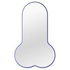 Miroir contemporain 'Lovedick 150' par Oitoproducts, cadre bleu