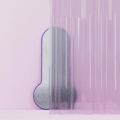 Contemporary Mirror 'Lovedick 180' by Oitoproducts, Blue Frame