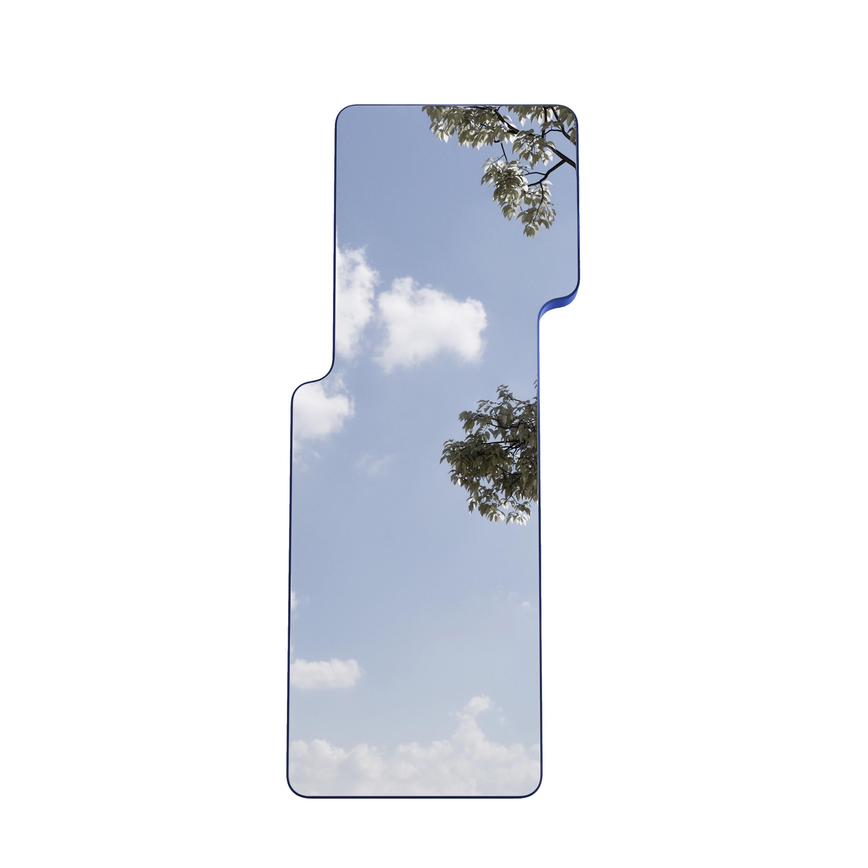 Zeitgenössischer Spiegel „Loveself 04“ von Oitoproducts, blauer Rahmen, 180 cm im Angebot 2