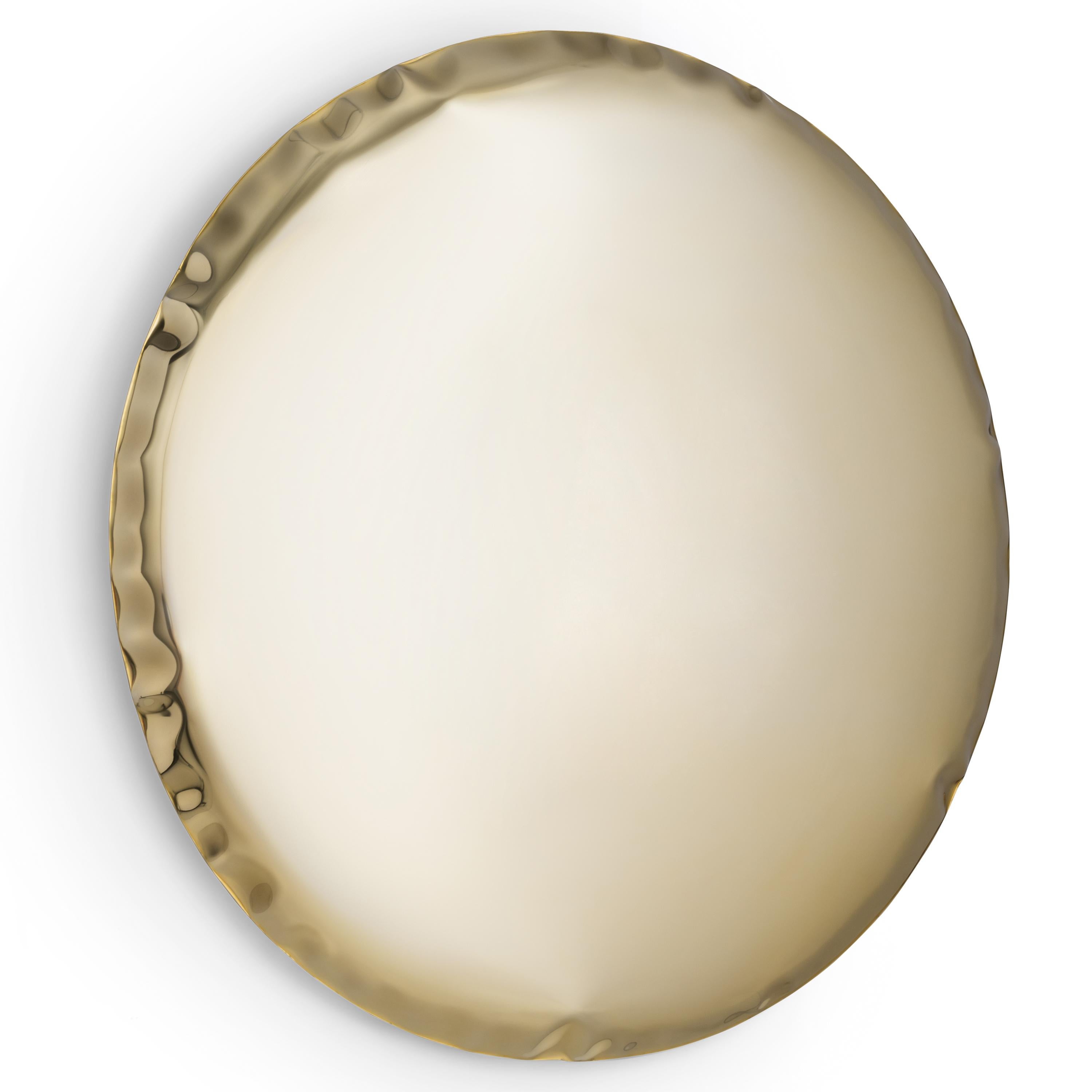 Stainless Steel Contemporary Mirror 'OKO 120', Aurum Collection, Light Gold, by Zieta For Sale