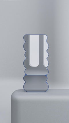 Contemporary spiegel 'Pancakes H5+2' von Oitoproducts, Blauer Rahmen