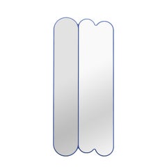 Contemporary Mirror 'Pancakes V2+1' by Oitoproducts, Blue Frame