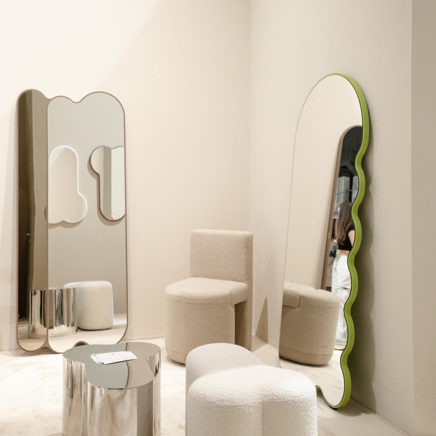 Contemporary Mirror 'Pancakes V2+1' by Oitoproducts, Blue Frame In New Condition For Sale In Paris, IDF
