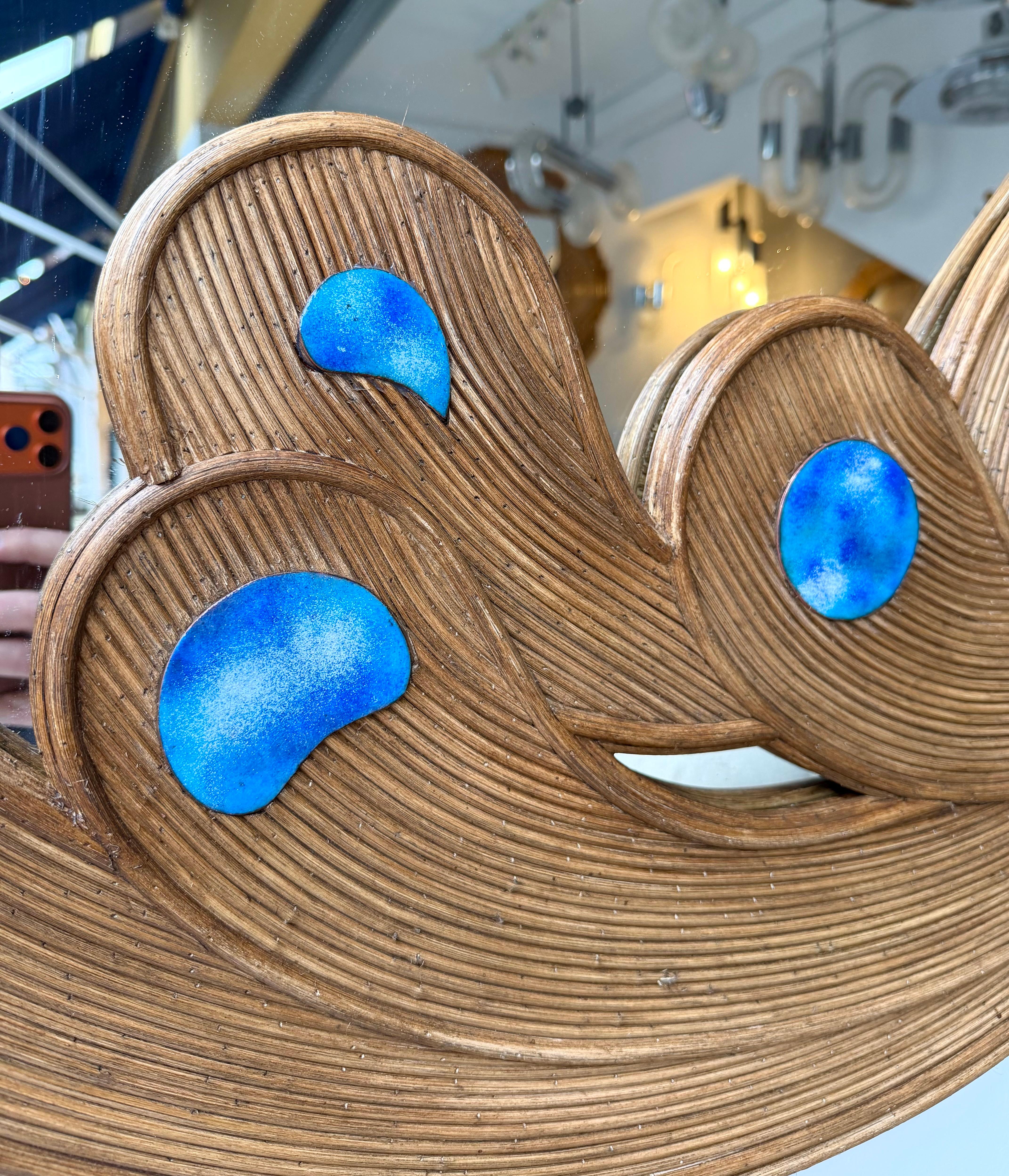 Contemporary Mirror Rattan Marquetry and Enamel Metal. Italy Neuf - En vente à SAINT-OUEN, FR