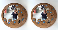 Contemporary Mirror Rattan Marquetry and Enamel Metal. Italy