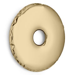 Specchio contemporaneo 'Rondo 120', Collezione AURUM, Oro Classico, di Zieta