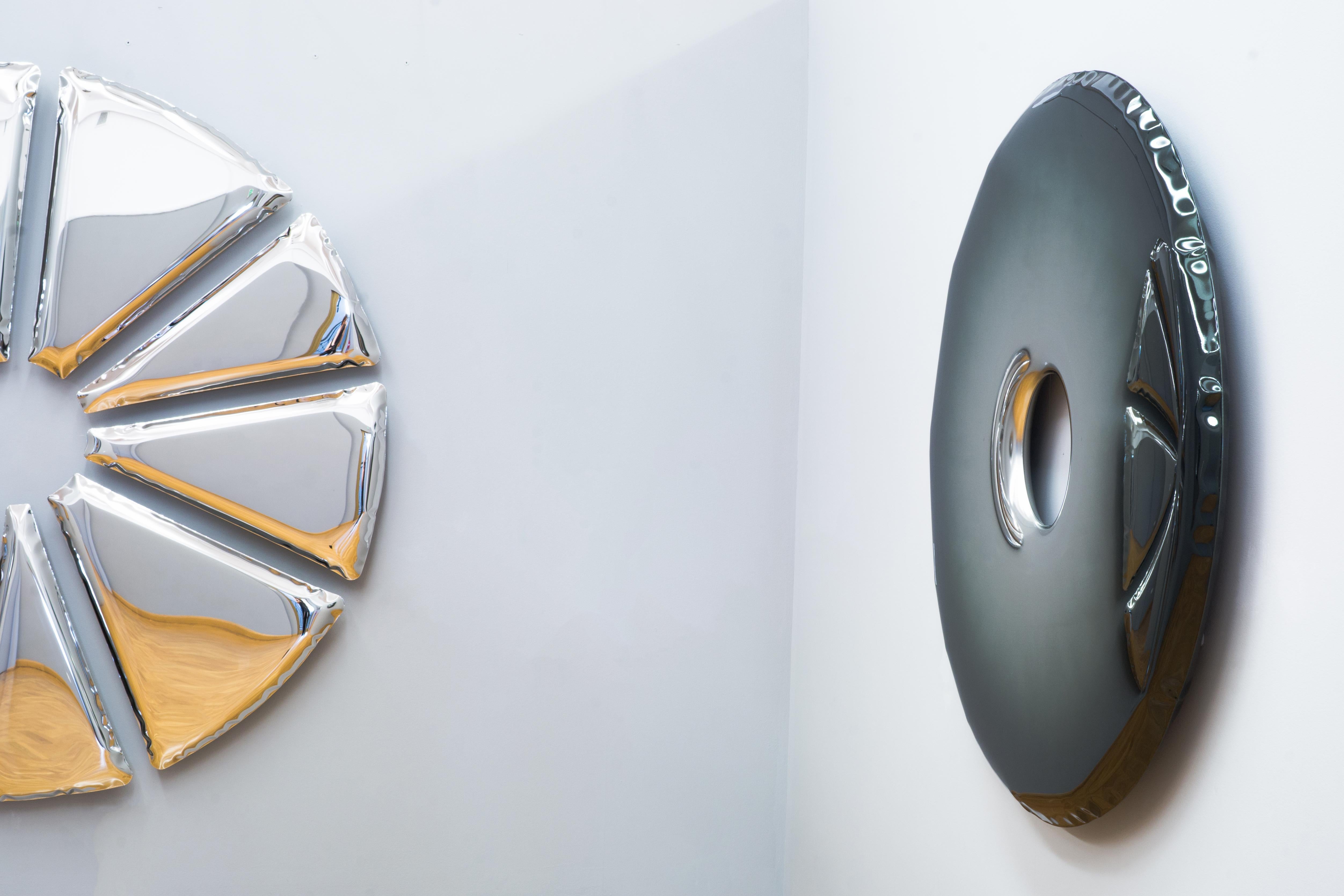 Poli Miroir contemporain 'Rondo 120', finition Dark Matter, par Zieta en vente