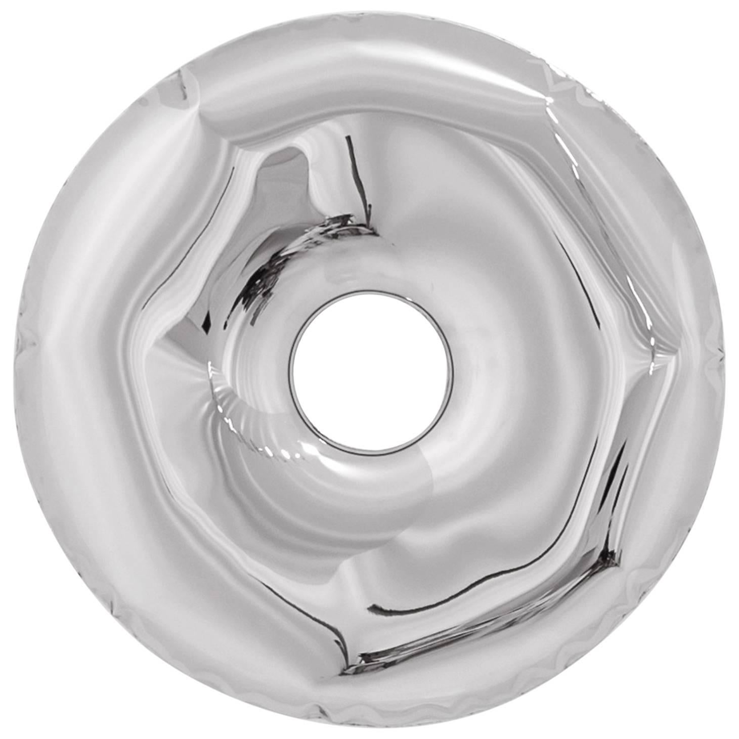 Specchio contemporaneo 'Rondo 120' in acciaio inox lucido di Zieta (in magazzino)